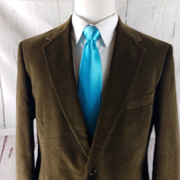 Evan Picone 42L Cotton Blend 2 Button Brown Pinstripe Corduroy Blazer Sport Coat - Picture 2 of 10